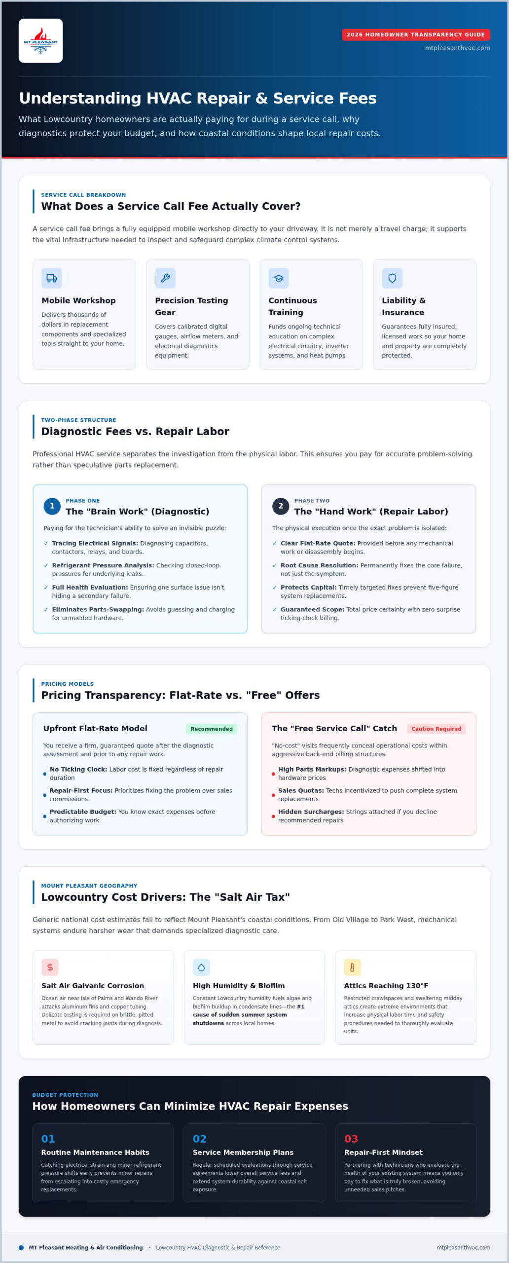 HVAC Repair Service Fees in Mount Pleasant, SC: A Transparent 2026 Guide